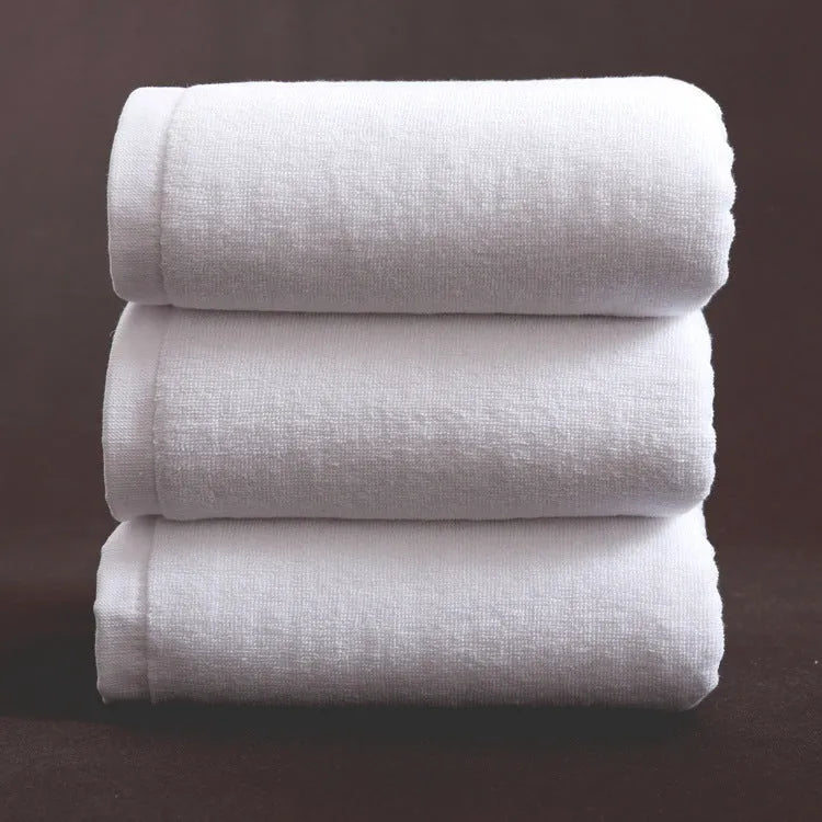 White cotton bath towel thickened water-absorbing 100 percent cotton hotel quality 21 strand yarn plain weave