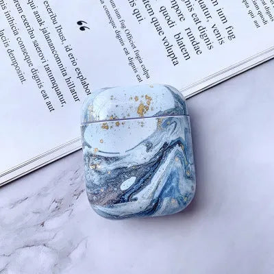 White marble pattern hard PC protective cover for AirPods 1 and 2 charging case