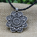 Alloy mandala amulet necklace with two styles, 4.2cm by 3.6cm pendant on 60cm silver chain