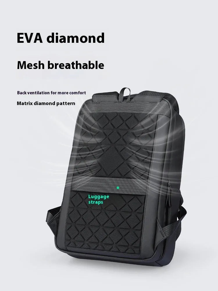 Graphite grey USB business backpack with external charging port and Oxford cloth construction