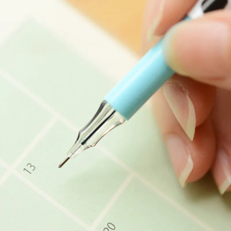 Box of twelve cow pattern gel pens with 0.38mm tips in assorted colours.