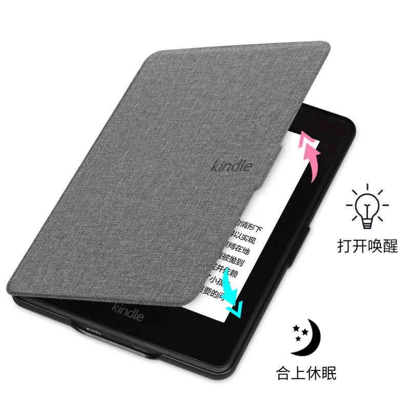 Linen leather protective case for Kindle Paperwhite with magnetic closure in multiple colour options