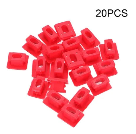Pack of 10 black plastic snap buckle clips for BMW walnut interior door trim panel repair.