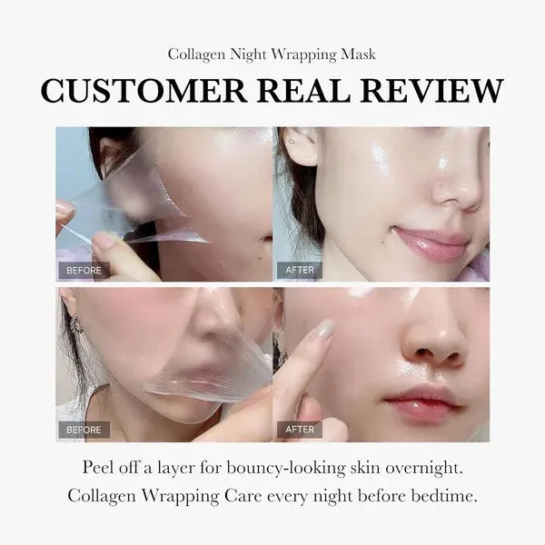 Collagen night face mask 75ml bottle with brush for firming anti-wrinkle skincare