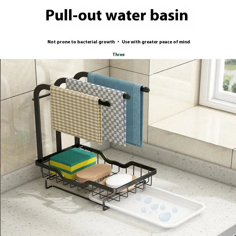Plastic foldable kitchen rack for drying rags with wall mount and table top options