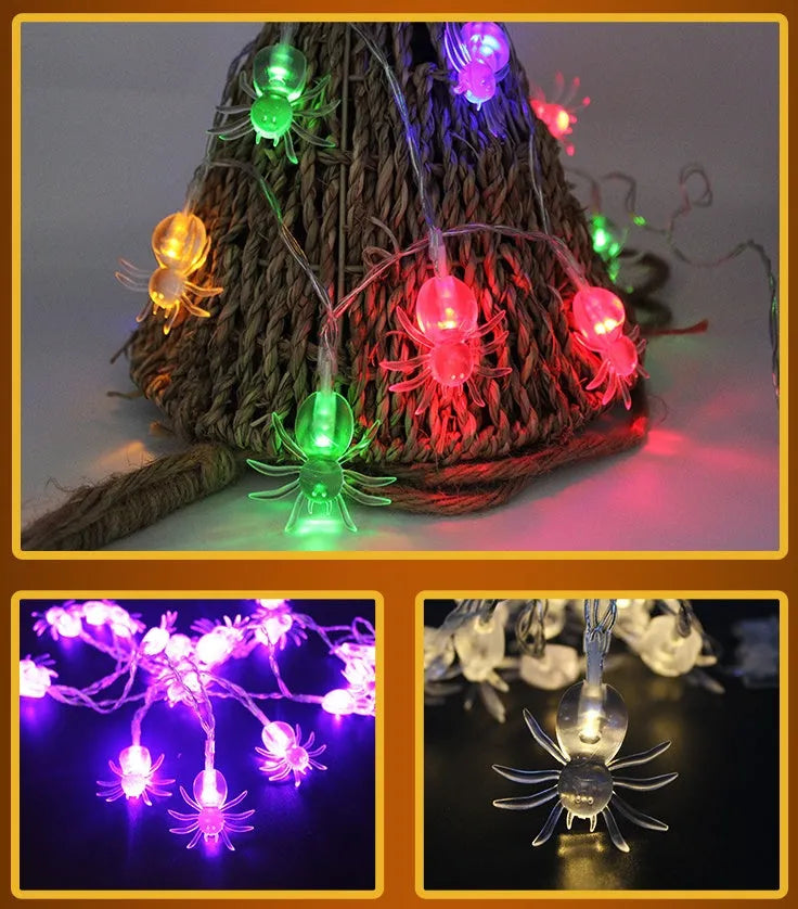 Halloween LED string lights with pumpkin, bat, and ghost decorations on a 1.2m wire