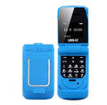 Mini flip phone in six colours with flip cover closed showing screen protection