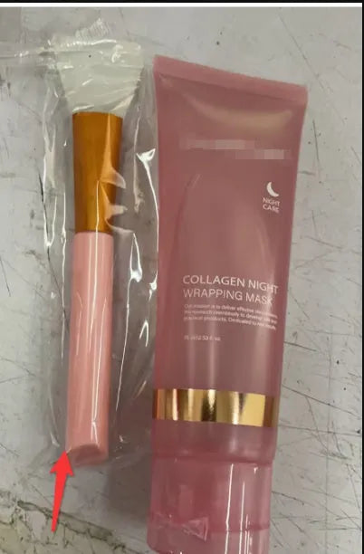 Collagen night face mask 75ml bottle with brush for firming anti-wrinkle skincare
