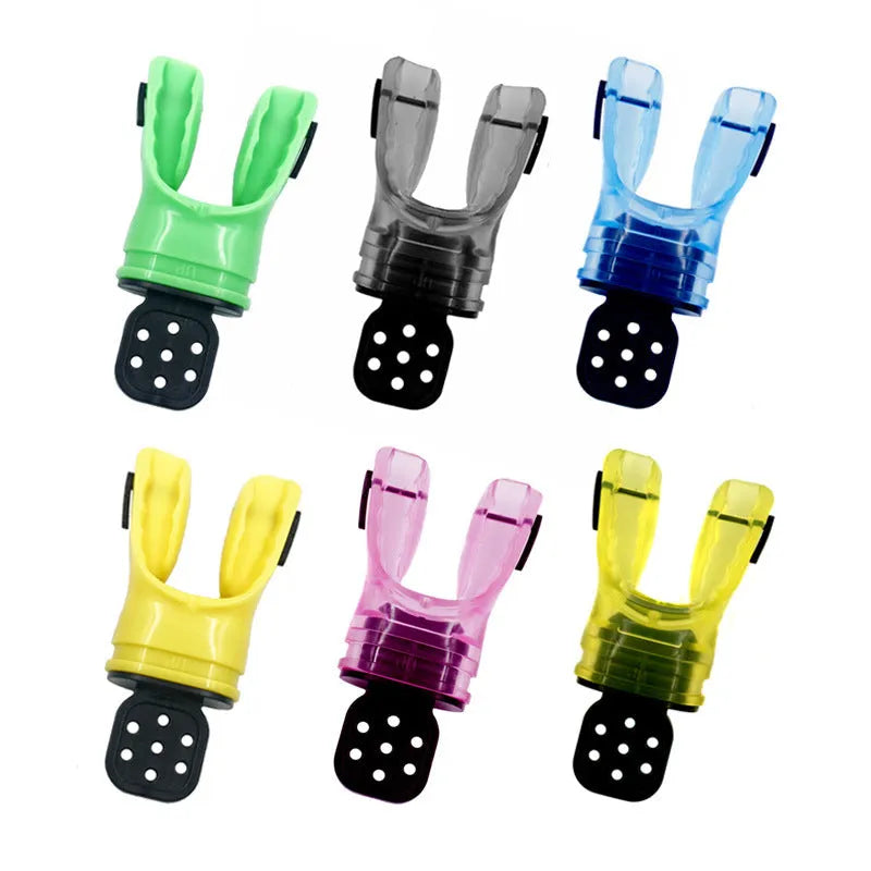 Edible silicone diving mouthpiece measuring 110mm long in various colour options