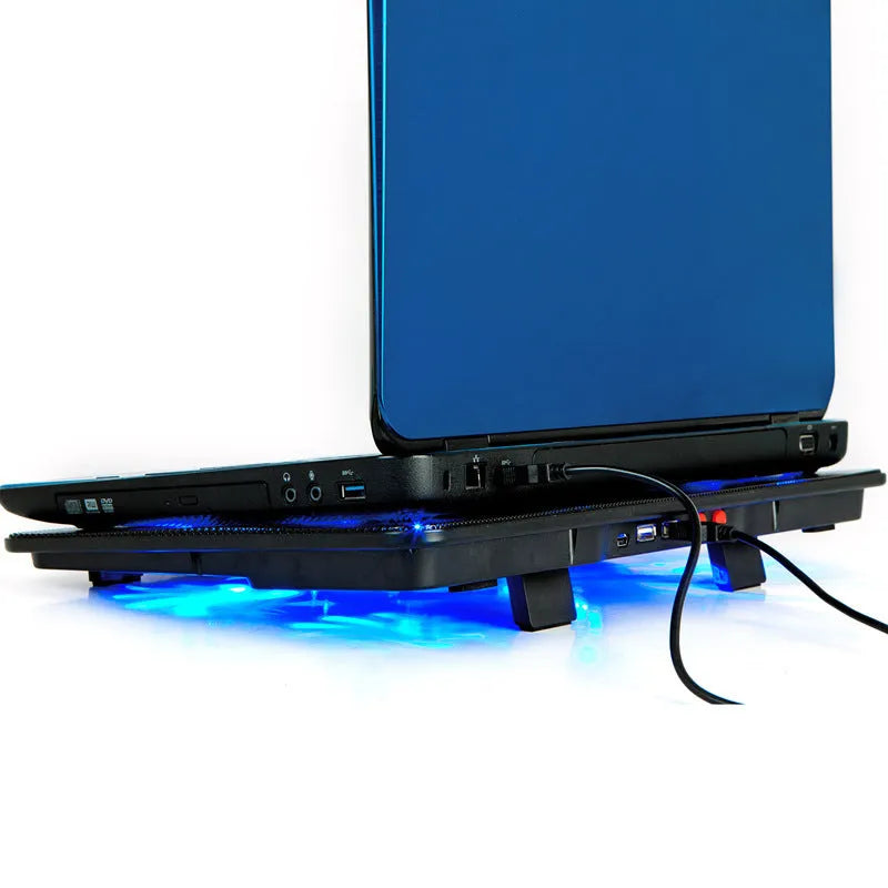 Naju N5 ultra-thin silent laptop cooler with five fans black finish
