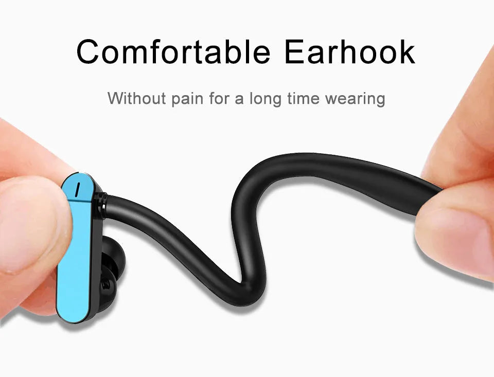 Sports earphones with ear hooks in black blue, black grey, white gold and white silver colours