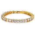 Men's geometric chain bracelet with iced out zirconia rhinestones in five metallic colour options.