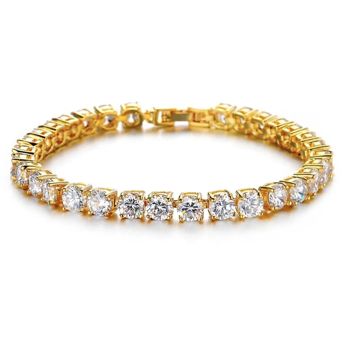 Men's geometric chain bracelet with iced out zirconia rhinestones in five metallic colour options.