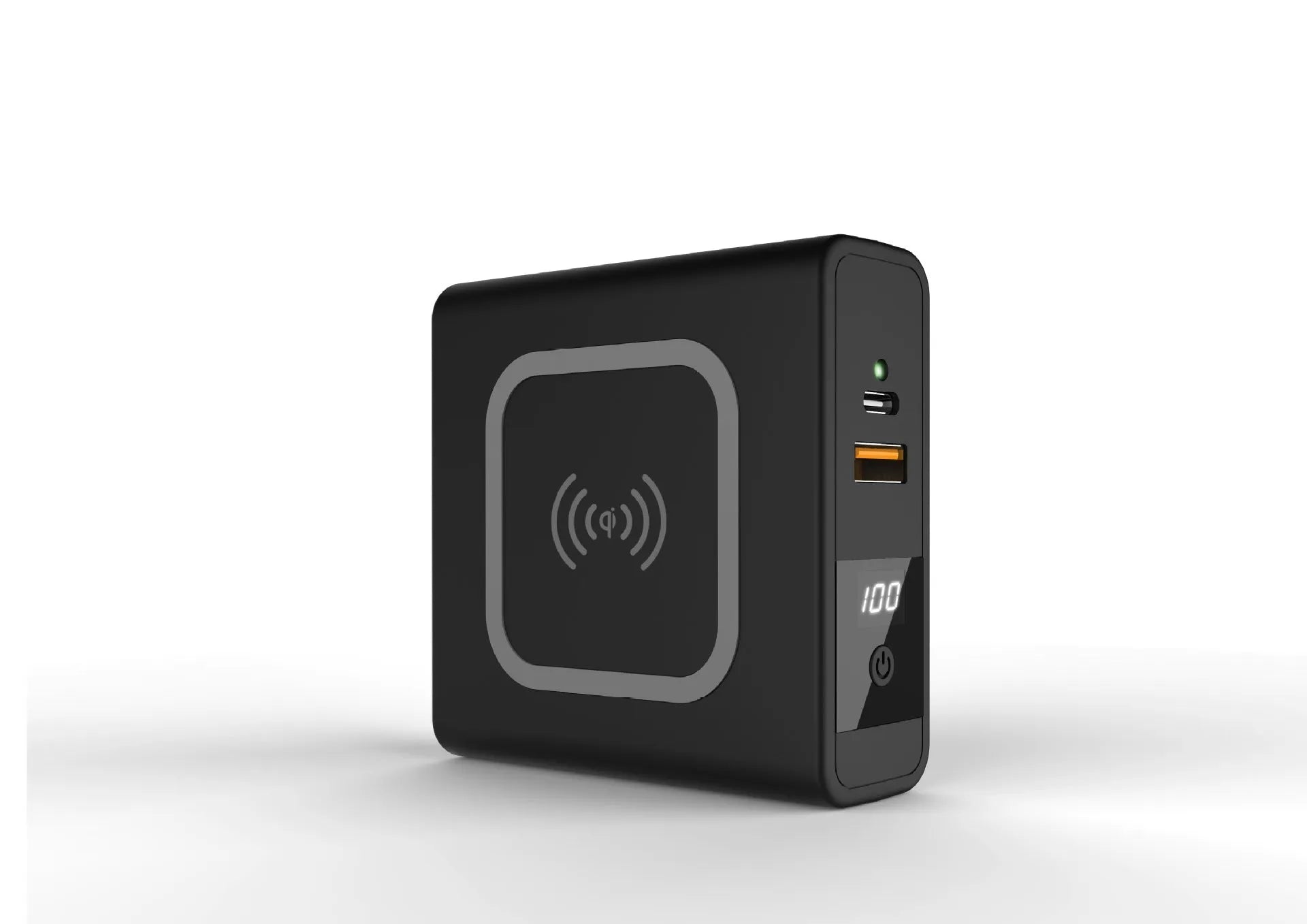 Super QI wireless charging power bank with PD20W fast charging and international plug set in black colour