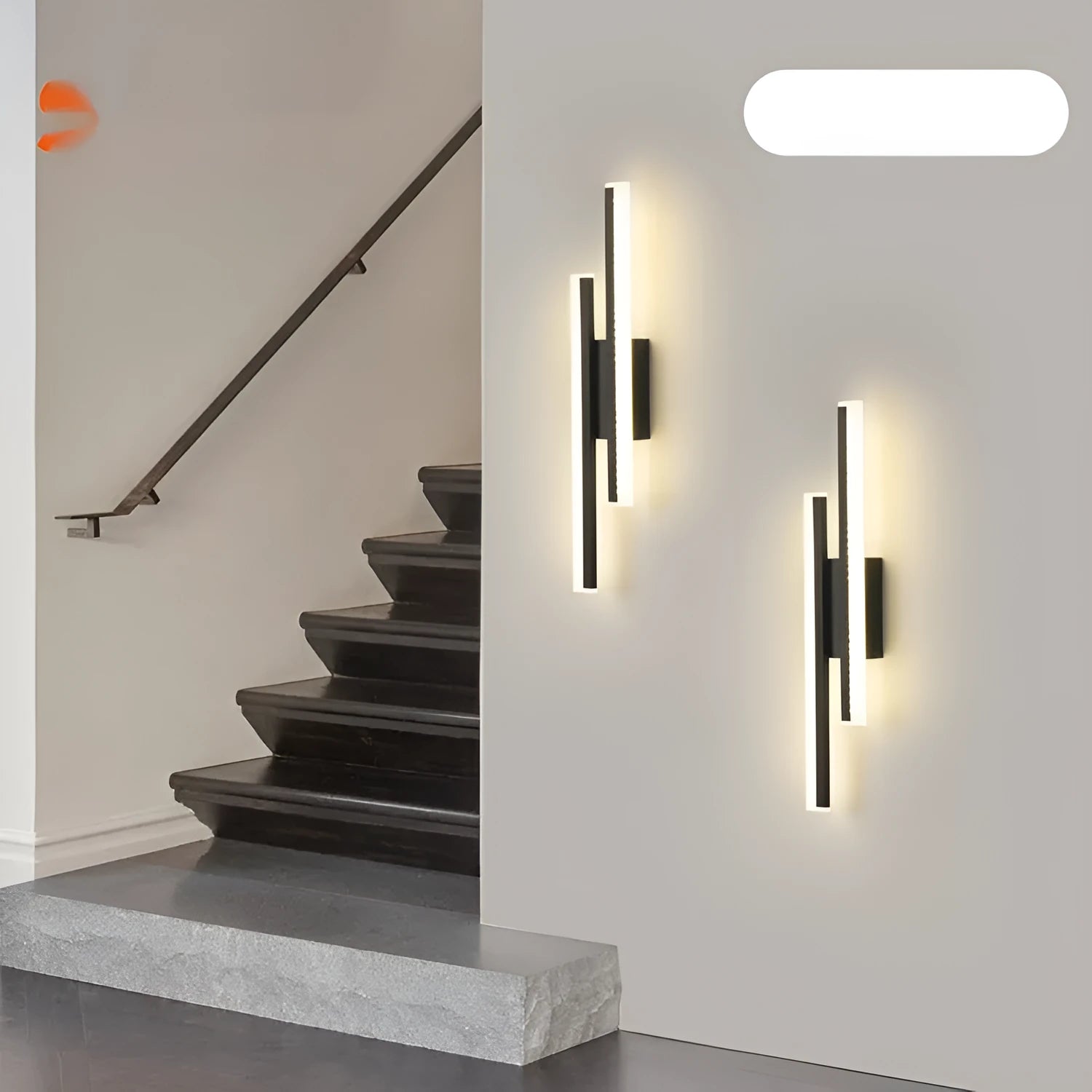 Gold double line wall lamp with three colour temperature settings and 500mm linear design