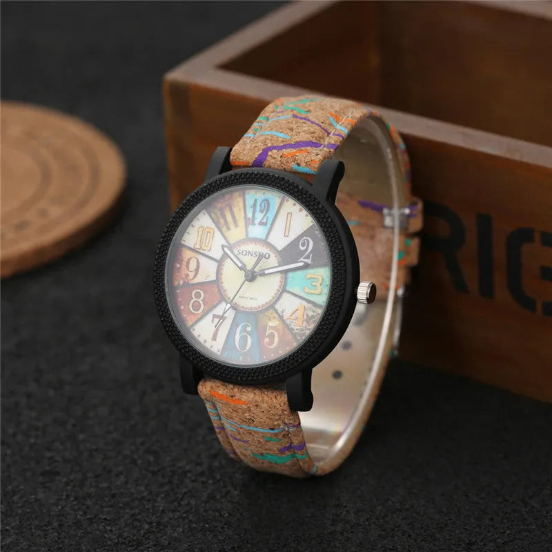 Women's vintage-style quartz watch with brown leather strap and silver round 37mm dial.