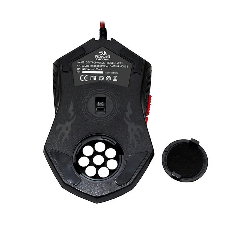 Black and red USB wired optical gaming mouse with six buttons and 1.8 metre cable