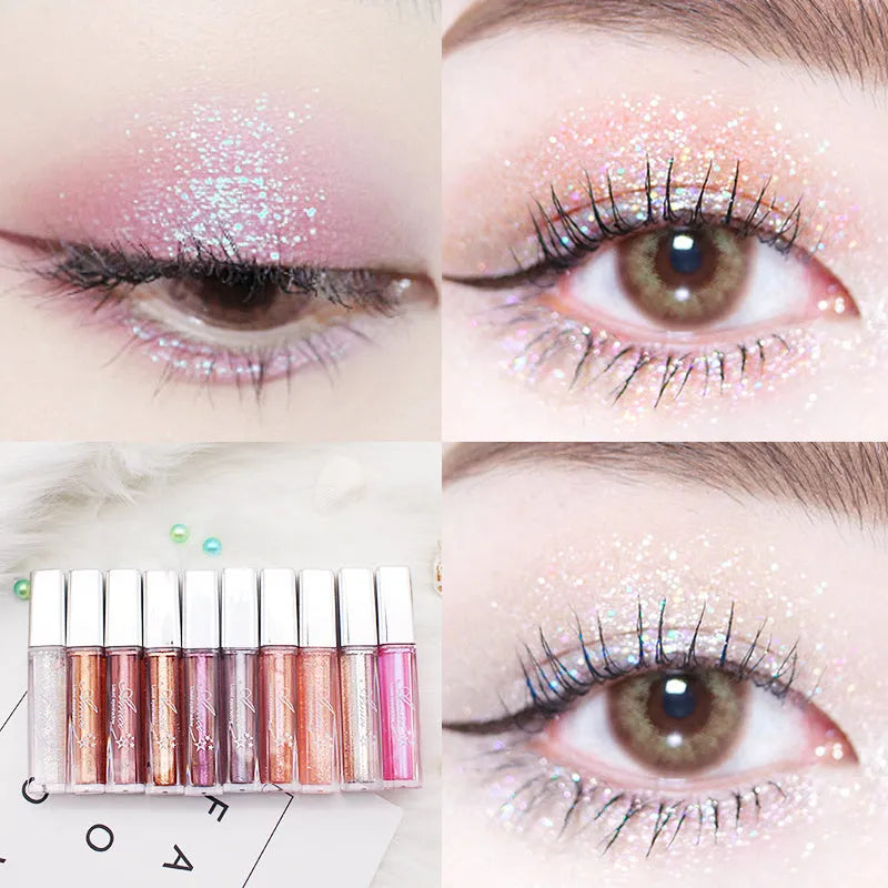 Pearly glitter liquid eye shadow with shimmer finish in multiple colour options