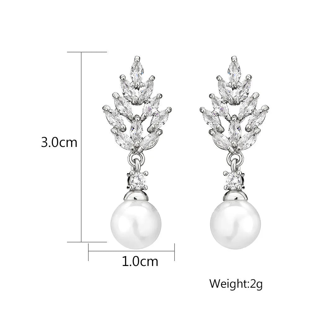 Geometric flower earrings with micro inlaid zircon stones in gold, platinum, and rose gold plating