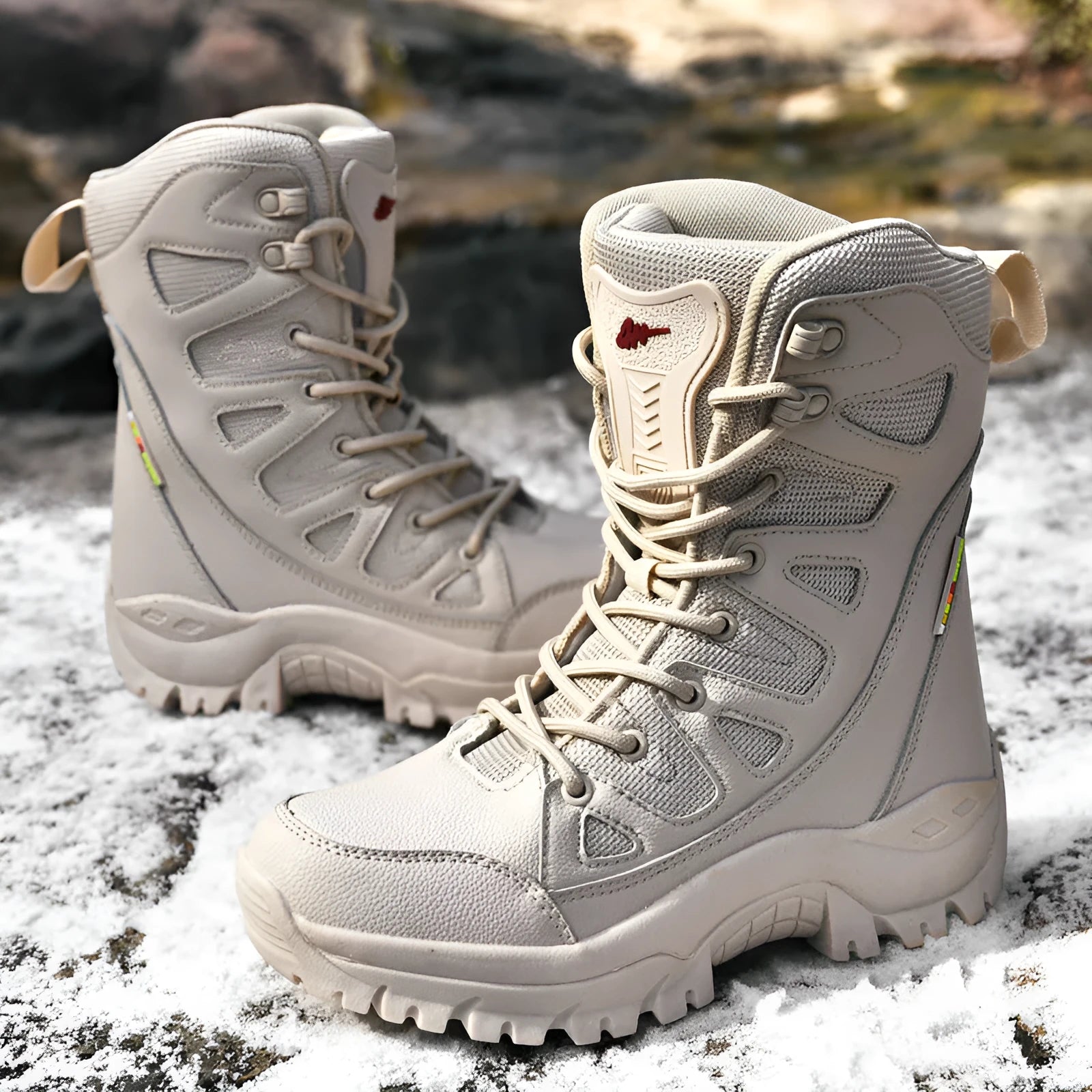 Men's hi-top hiking platform sneakers in cowhide leather available in black, brown and beige colours