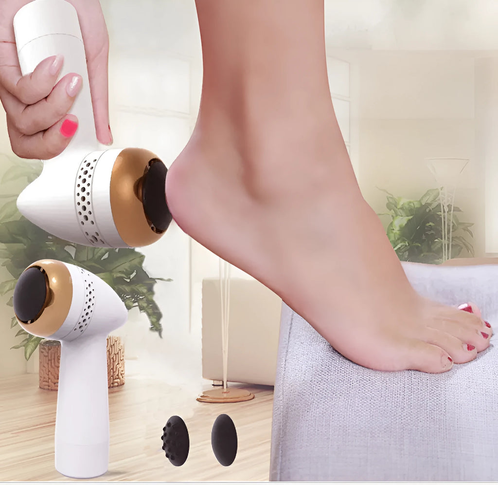 Electric foot grinder with quartz grinding head in gold, pink or silver finishes