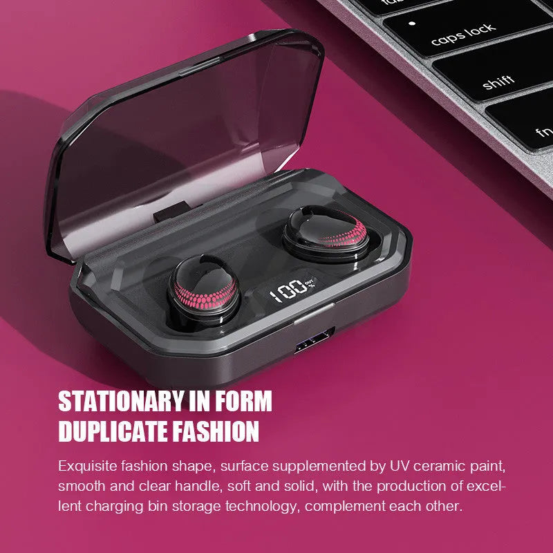 Black X10 Bluetooth wireless earbuds with charging case
