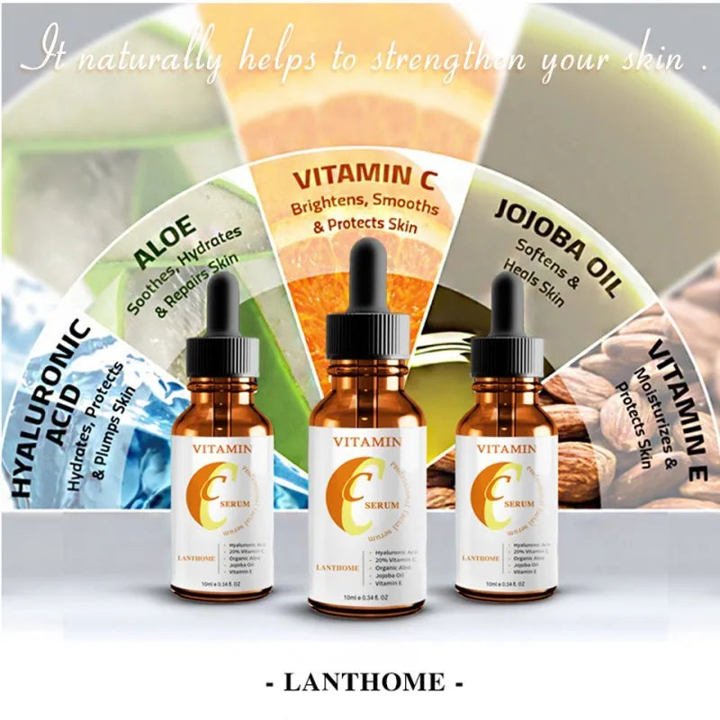 Vitamin C hyaluronic acid facial serum bottle, 10g net content, for brightening and anti-ageing.