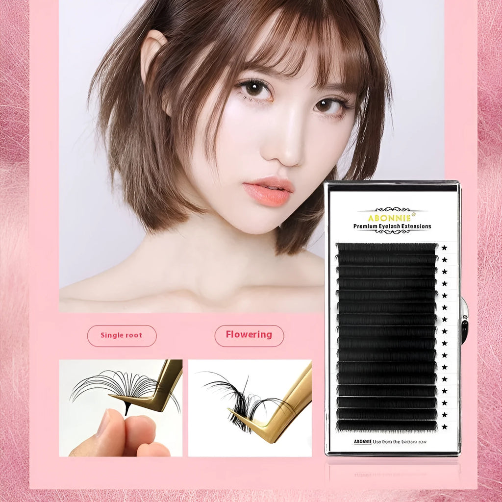 16-row dense false eyelashes made from mink hair on matte round wool base, showing length options from 8mm to 18mm