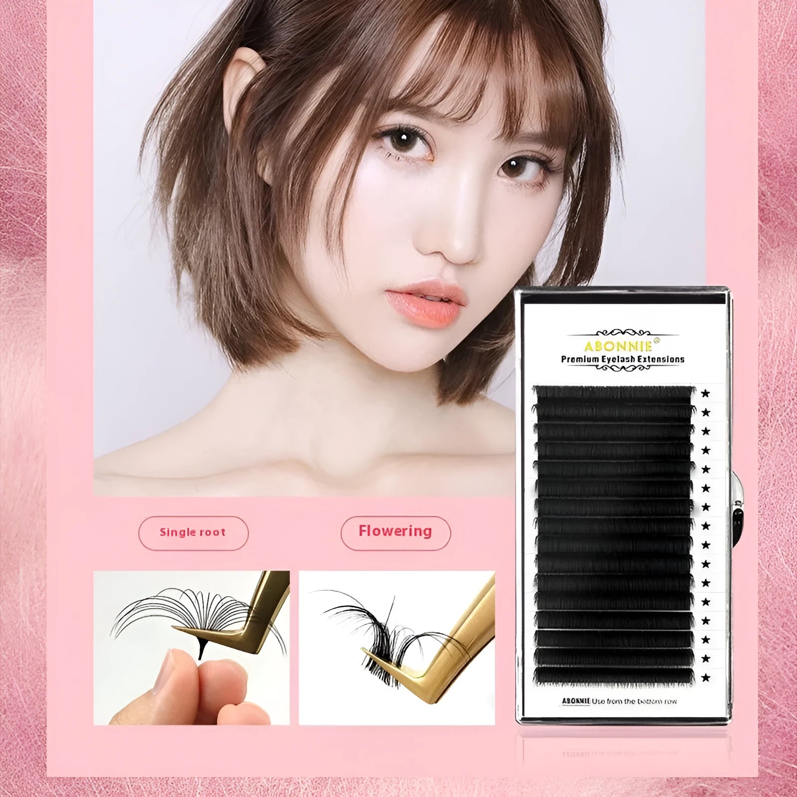 16-row dense false eyelashes made from mink hair on matte round wool base, showing length options from 8mm to 18mm