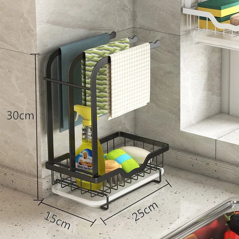 Plastic foldable kitchen rack for drying rags with wall mount and table top options