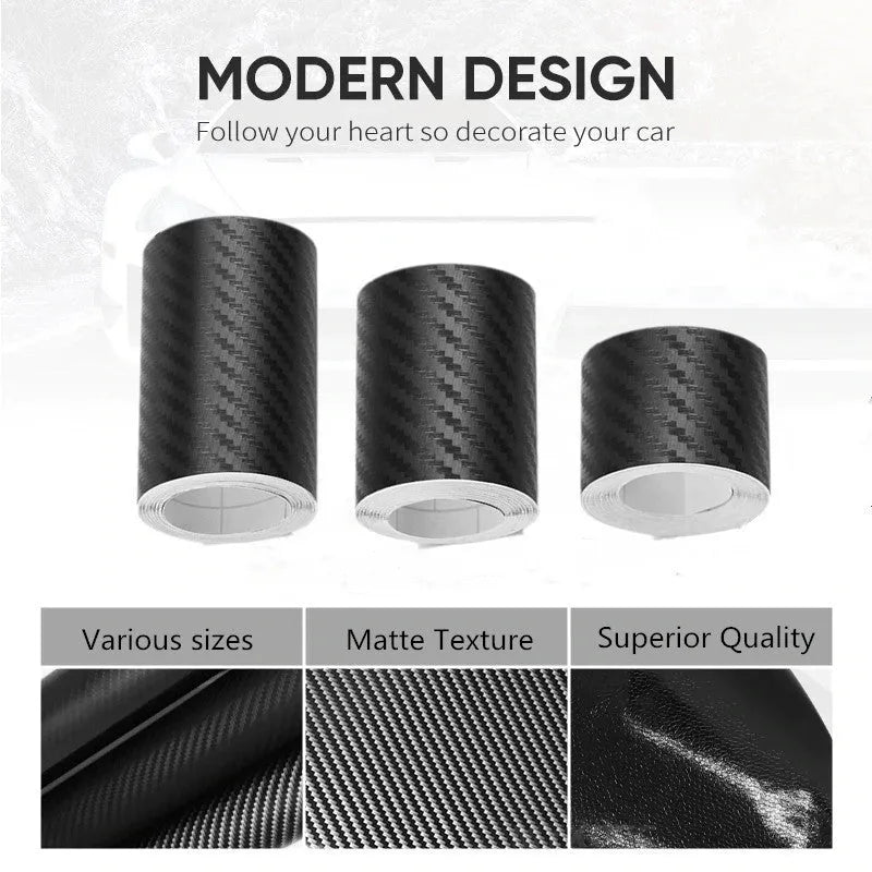 Matte carbon fibre patterned protective roll for car door sills showing 3D texture