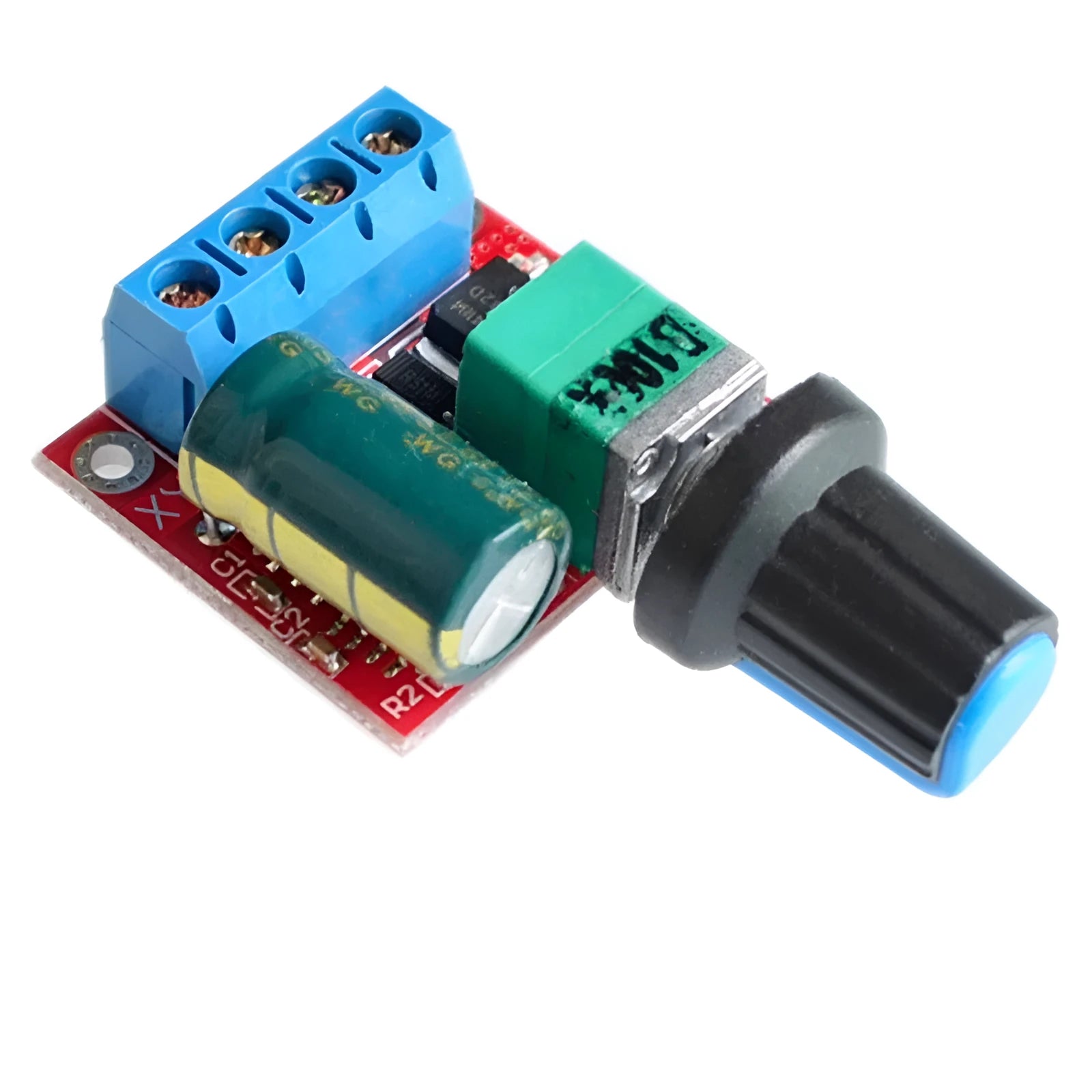 PWM DC motor speed governor for 5V to 35V applications with compact dimensions