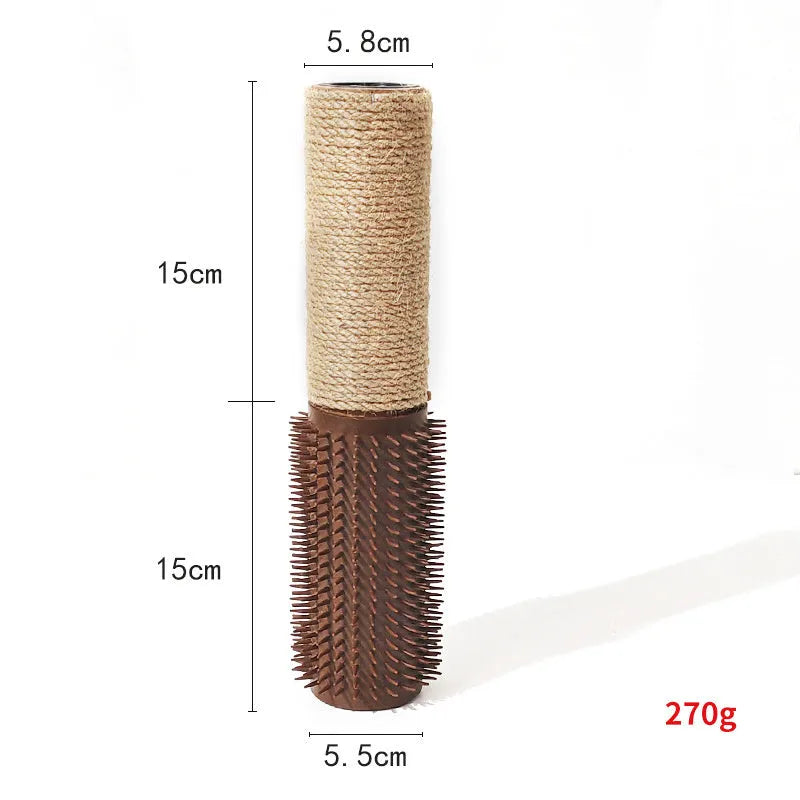 Brown sisal scratching post for cats measuring 30cm tall with natural jute fibre scratching surface