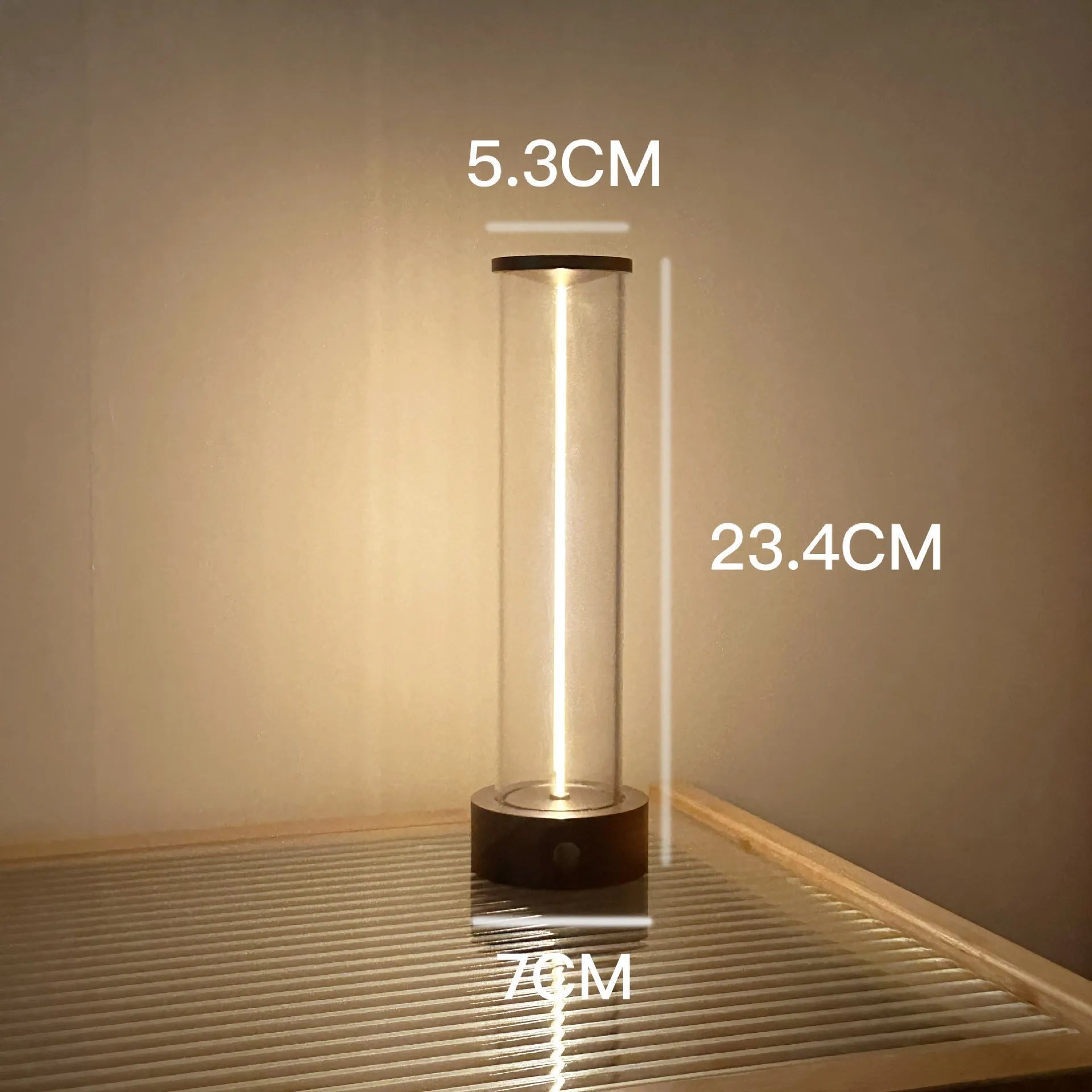 Modern glass LED night light with magnetic base and USB charging cable