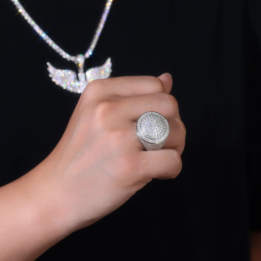 The King Of Hip-hop men's ring set with moissanite stone S925 silver platinum plating gift box