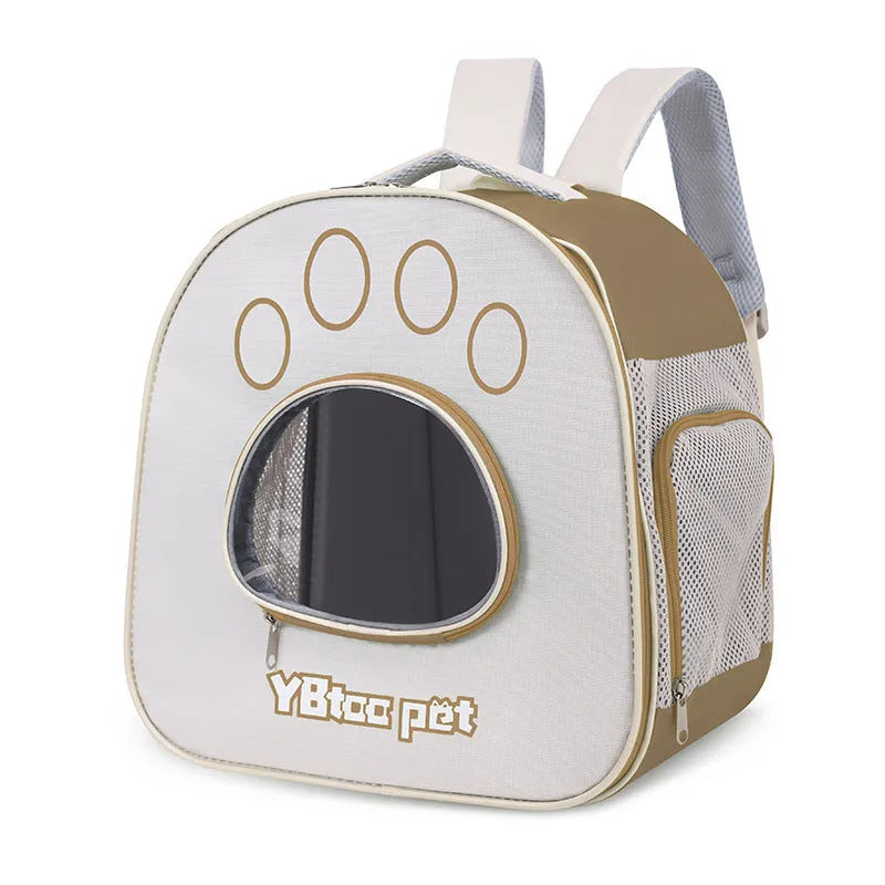 Outdoor portable double shoulder pet transparent bag in solid colour Oxford material for cats up to 7.5kg
