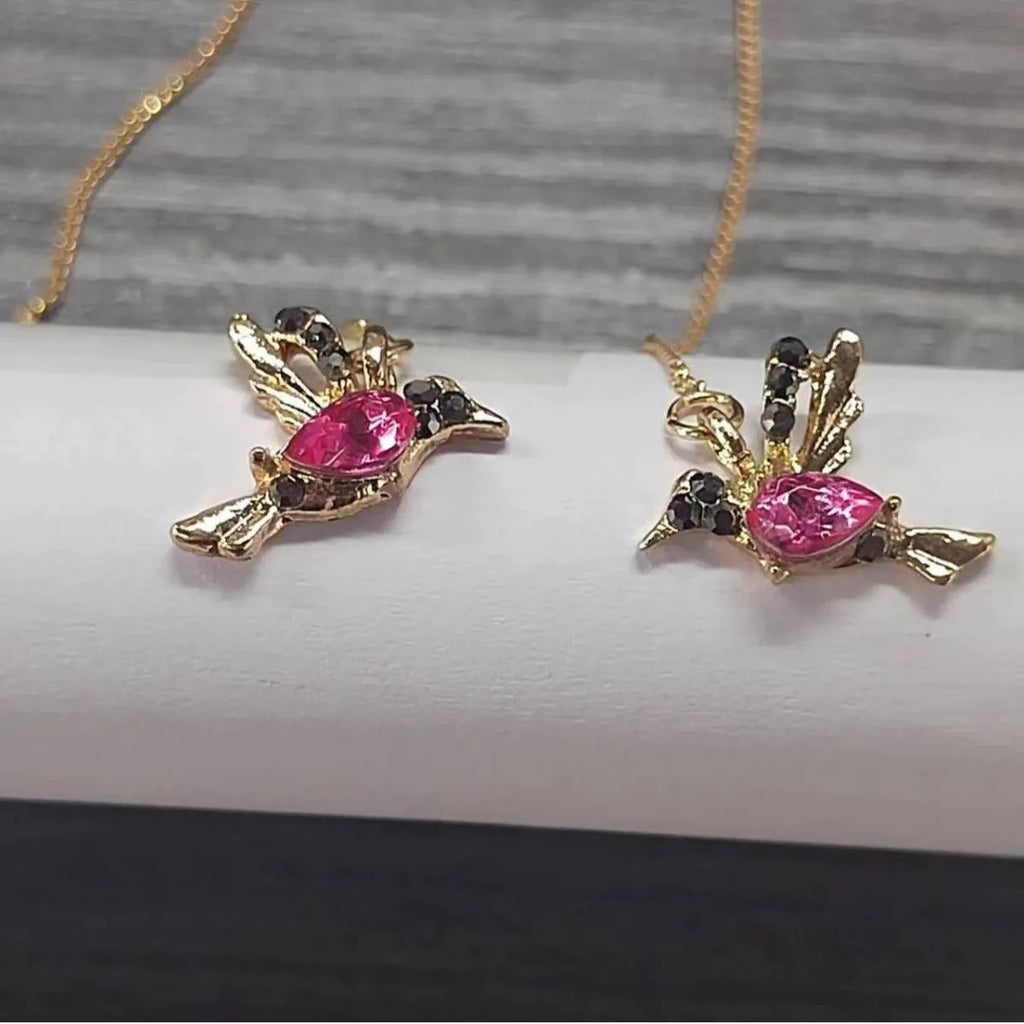 Bird hanging earrings with mixed zirconium wings in blue and red alloy drop style