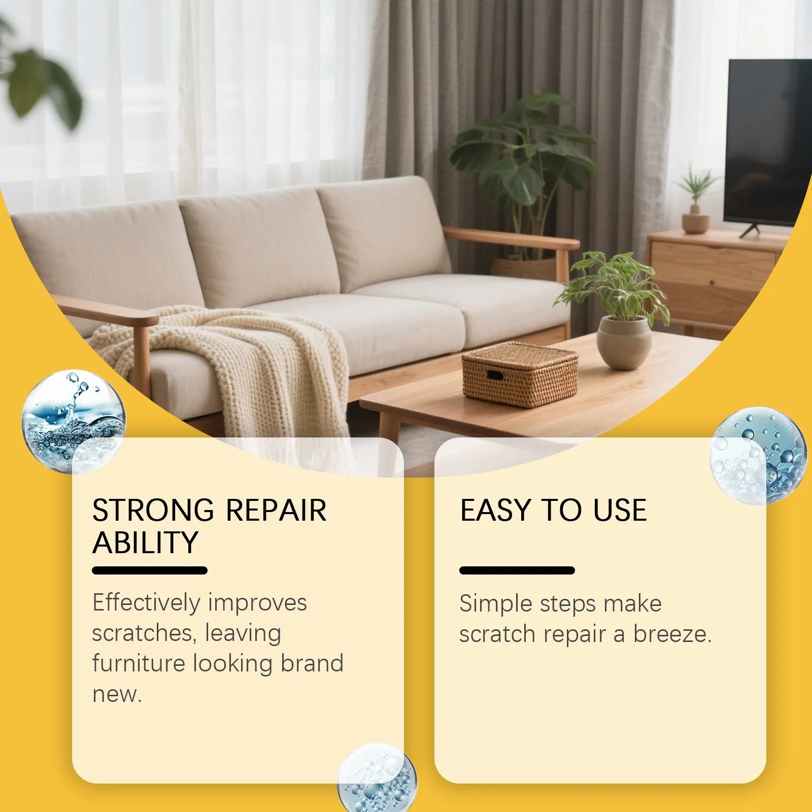 100ml wooden furniture scratch care bottle with 20x20cm microfibre towel for surface maintenance