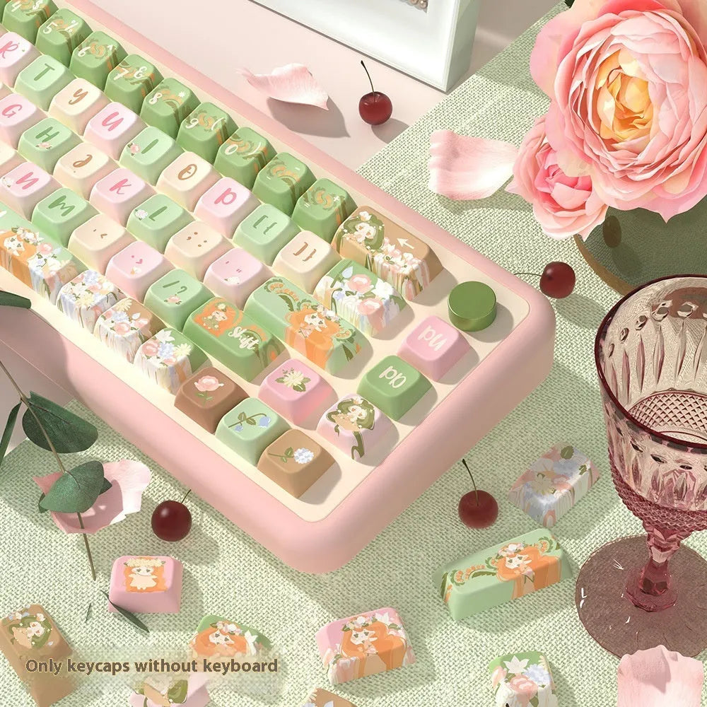 Mu Xia Garden mechanical keyboard key caps in Summer Garden colour with sublimation printing