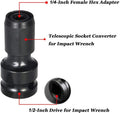 Scaling bit holder with telescopic sleeve showing square turn hexagonal handle and cross-over bit compatibility
