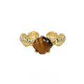 Women's adjustable silver ring with shell and tiger eye design in white gold or gold colour finish
