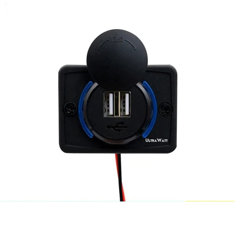 Black 12V dual USB car charger with 3.1A output for vehicle and RV use