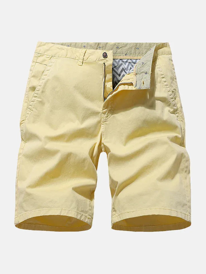 Men's loose fit denim shorts with straight leg and no belt design in multiple colours