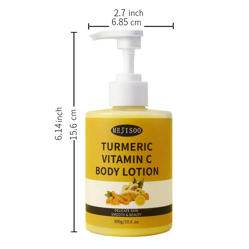 Turmeric VC Body Lotion 300g hydrating skin rejuvenating moisturising firming body cream in white and orange packaging