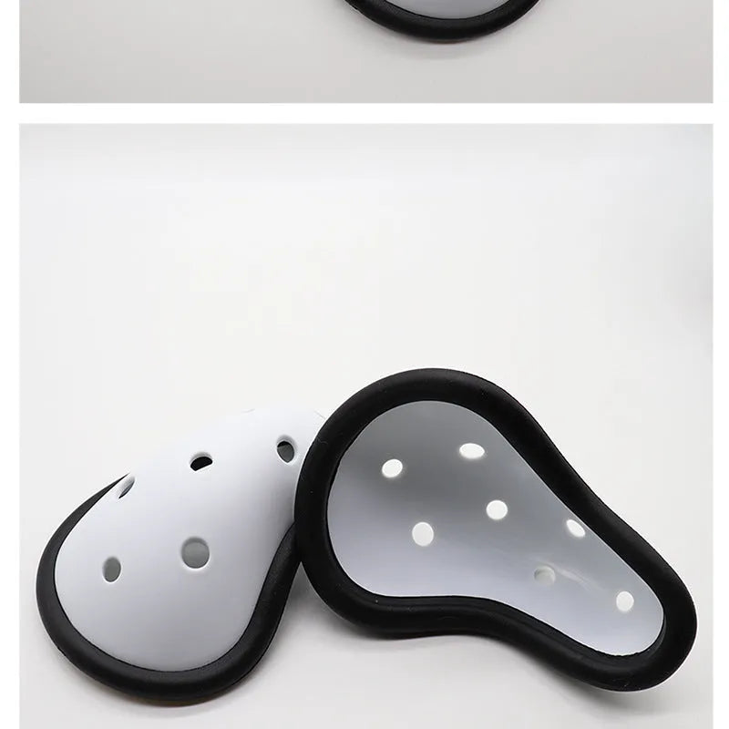 Rubber sports genital protector for martial arts and contact sports in adult and children sizes