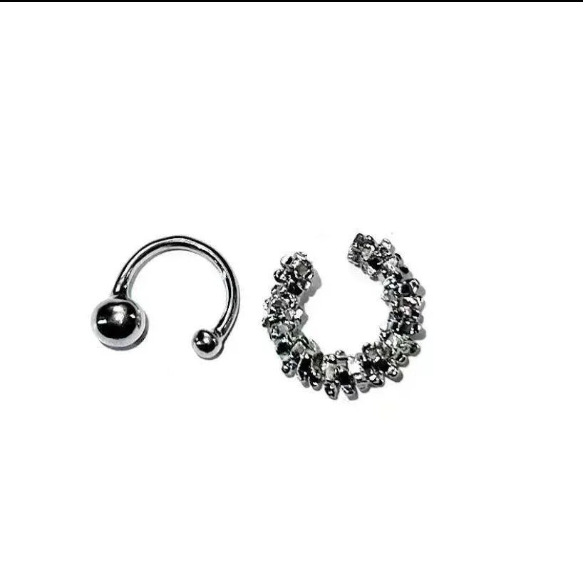 Alloy irregular frosty geometric ear clip earrings with double clip mechanism