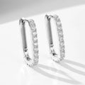 S925 sterling silver oval zircon geometric ear clip earrings in white or yellow finish