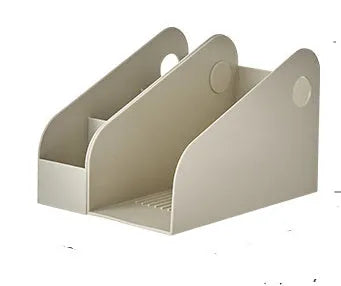 Plastic desktop storage box with two internal grid layers for document organisation