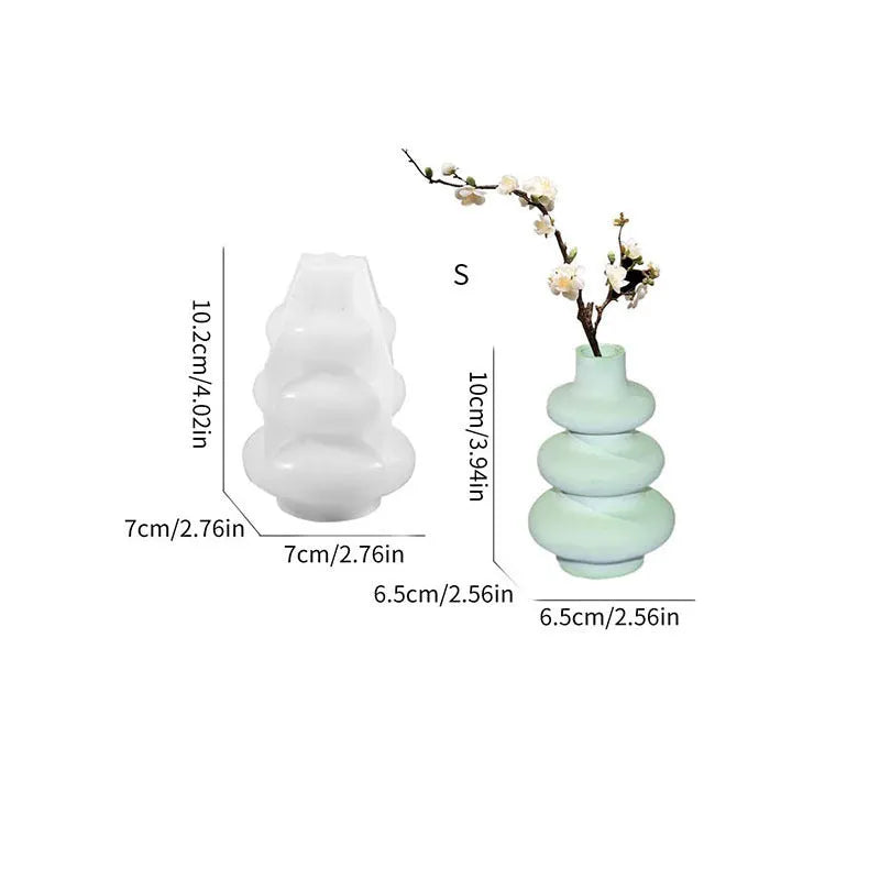 Silicone vase mould with three-layer circle design and irregular shape