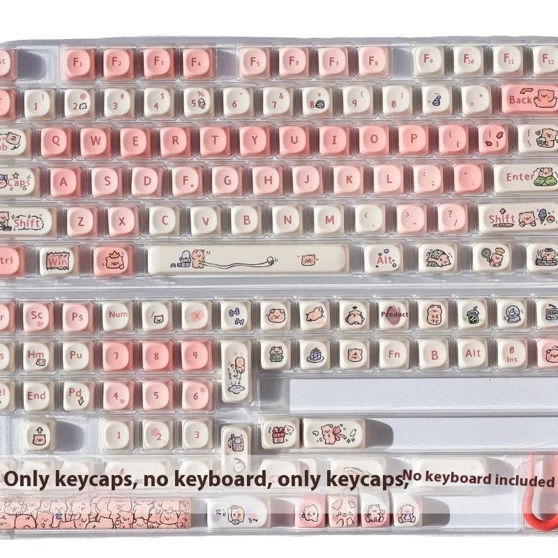 Pink Fragrant Pig artwork PBT key cap for mechanical keyboards with five-sided sublimation print.